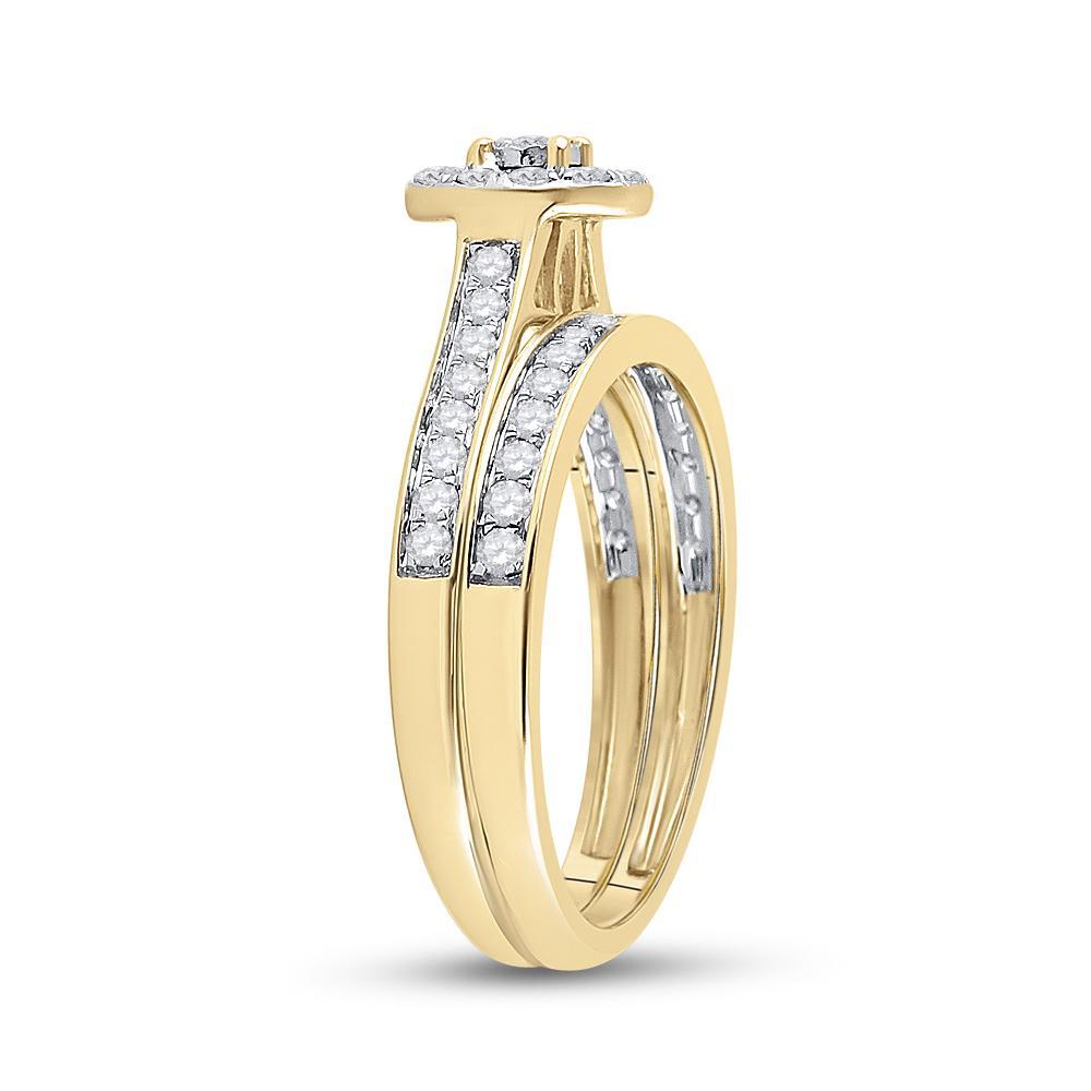 10kt Yellow Gold Round Diamond Bridal Wedding Ring Band Set 1/2 Cttw