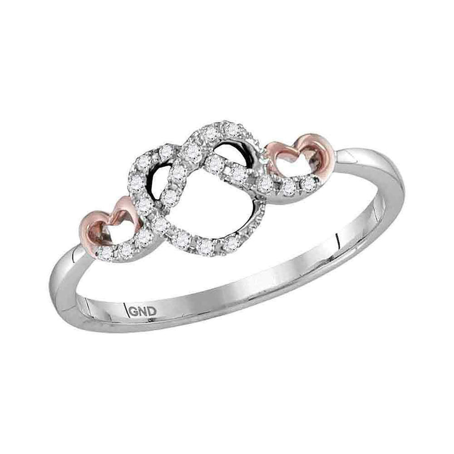 10kt Two-tone White Gold Womens Round Diamond Infinity Knot Heart Ring 1/10 Cttw