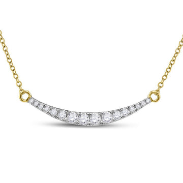 10kt Yellow Gold Womens Round Diamond Curved Bar Pendant Necklace 1/2 Cttw