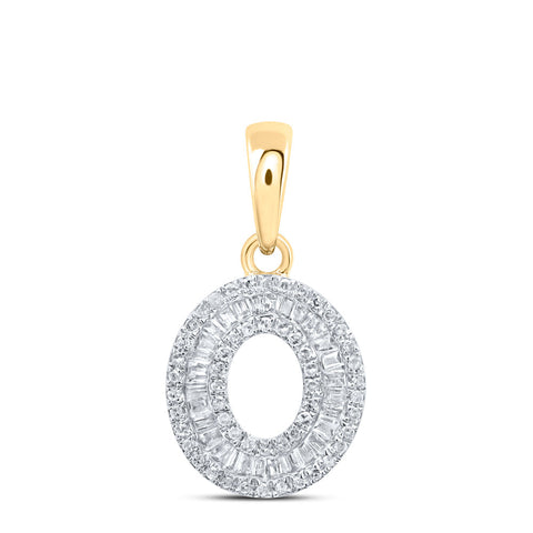 10kt Yellow Gold Womens Baguette Diamond O Initial Letter Pendant 1/3 Cttw