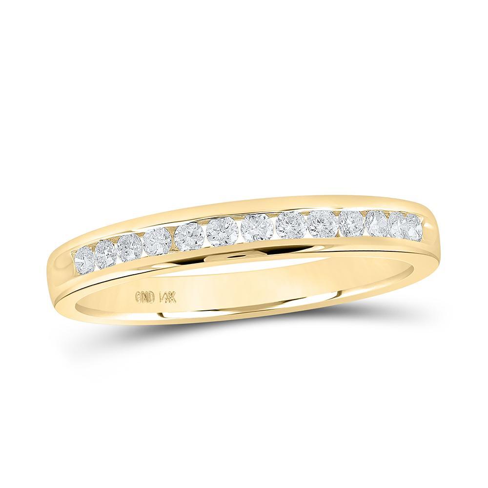 14kt Yellow Gold Womens Round Diamond Wedding Single Row Band 1/4 Cttw