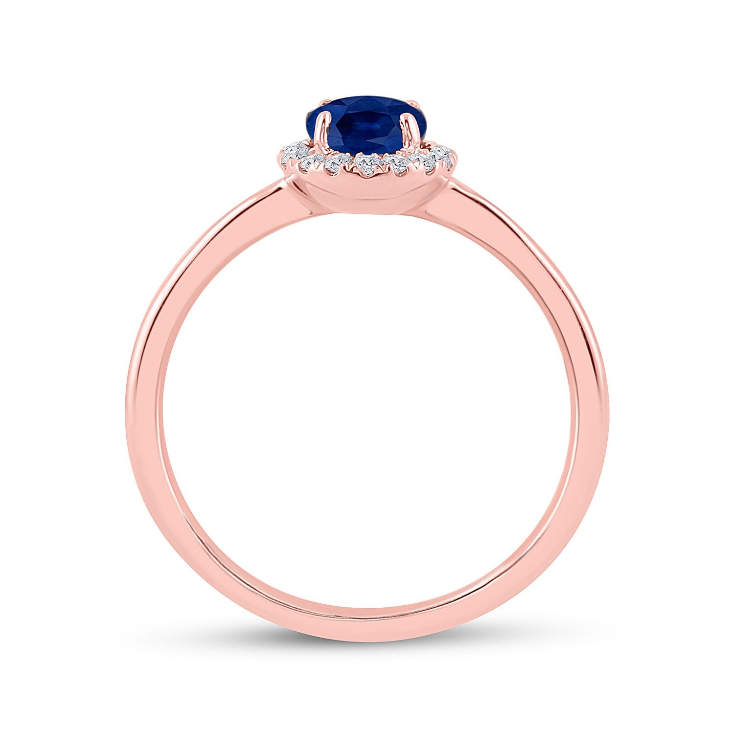 14kt Rose Gold Womens Round Blue Sapphire Diamond Solitaire Ring 7/8 Cttw