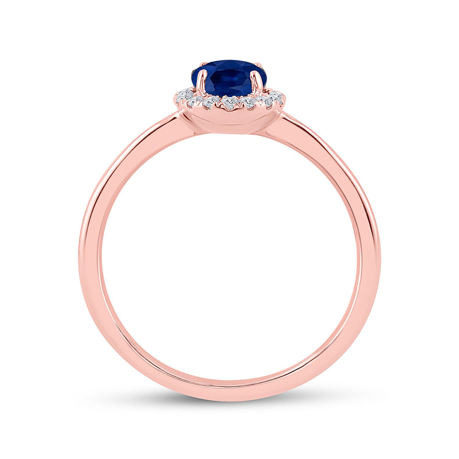 14kt Rose Gold Womens Round Blue Sapphire Diamond Solitaire Ring 7/8 Cttw