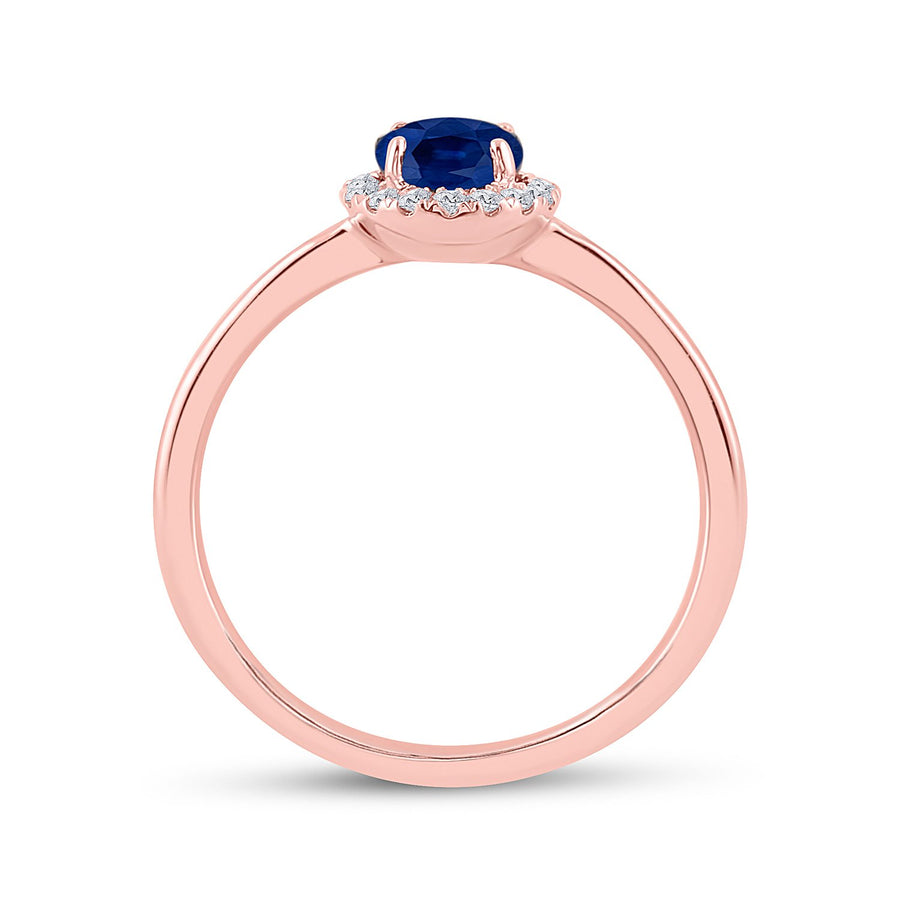 14kt Rose Gold Womens Round Blue Sapphire Diamond Solitaire Ring 7/8 Cttw