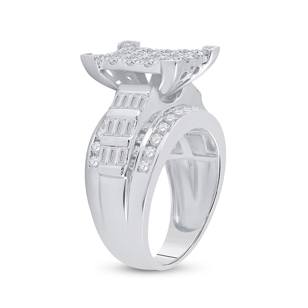 10kt White Gold Round Diamond Cluster Bridal Wedding Engagement Ring 2 Cttw