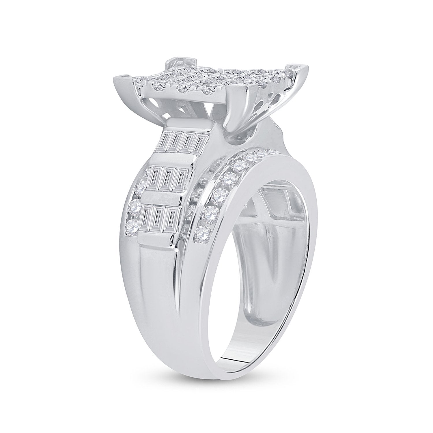10kt White Gold Round Diamond Cluster Bridal Wedding Engagement Ring 2 Cttw