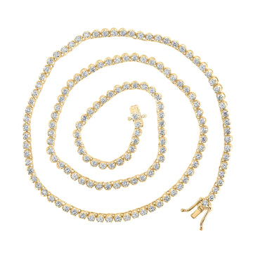 14kt Yellow Gold Mens Round Diamond 20-inch Tennis Chain Necklace 8-5/8 Cttw