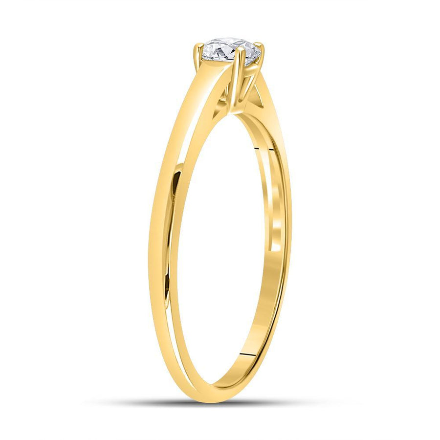 14kt Yellow Gold Womens Round Diamond Solitaire Bridal Wedding Engagement Ring 1/4 Cttw