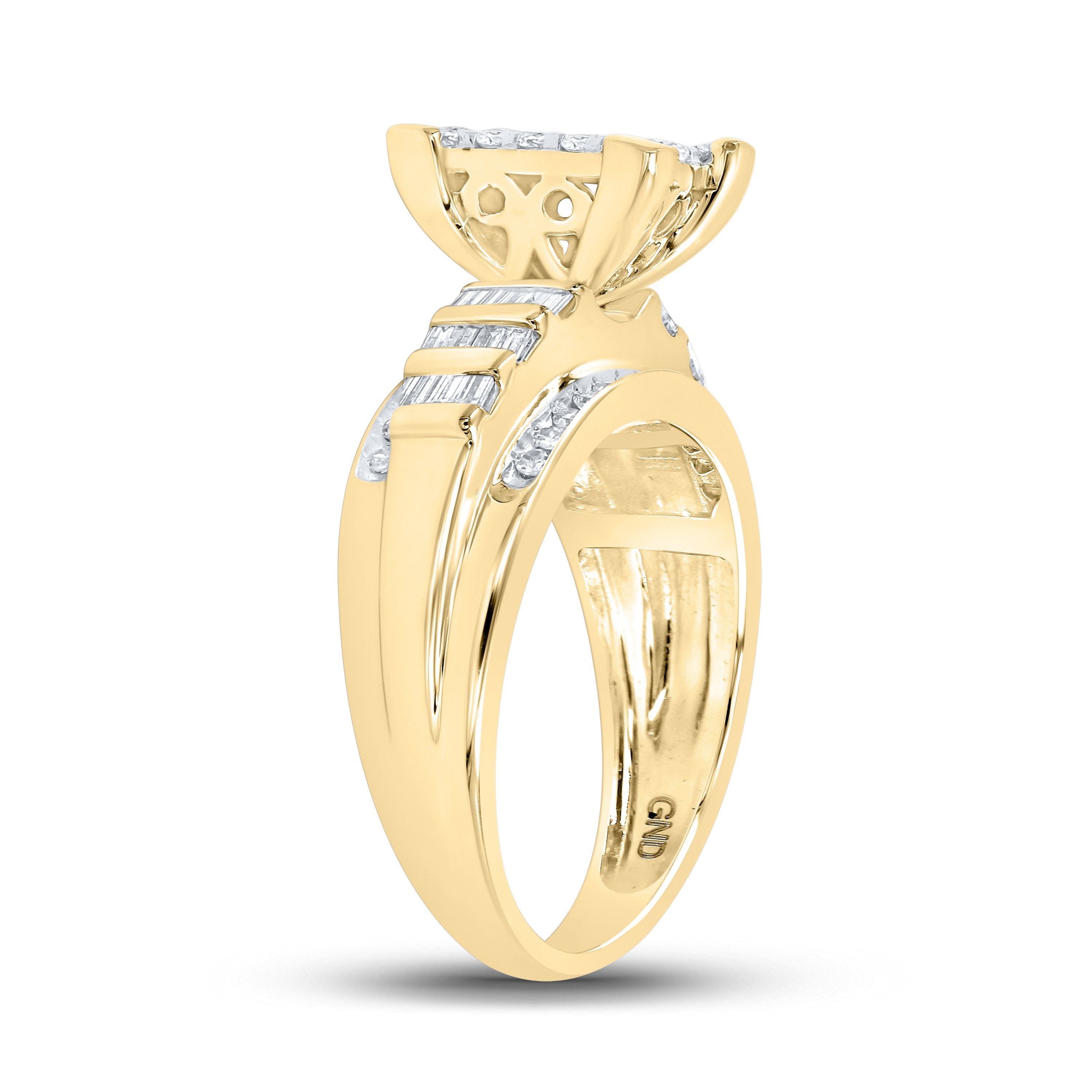 10kt Yellow Gold Round Diamond Bridal Wedding Engagement Ring 7/8 Cttw