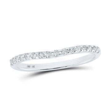 10kt White Gold Womens Round Diamond Curved Band Ring 1/6 Cttw