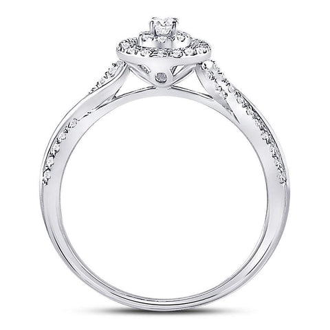 14kt White Gold Round Diamond Teardrop Cluster Bridal Wedding Engagement Ring 1/4 Cttw