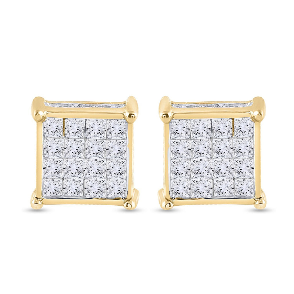 14kt Yellow Gold Womens Princess Diamond Square Earrings 3/4 Cttw