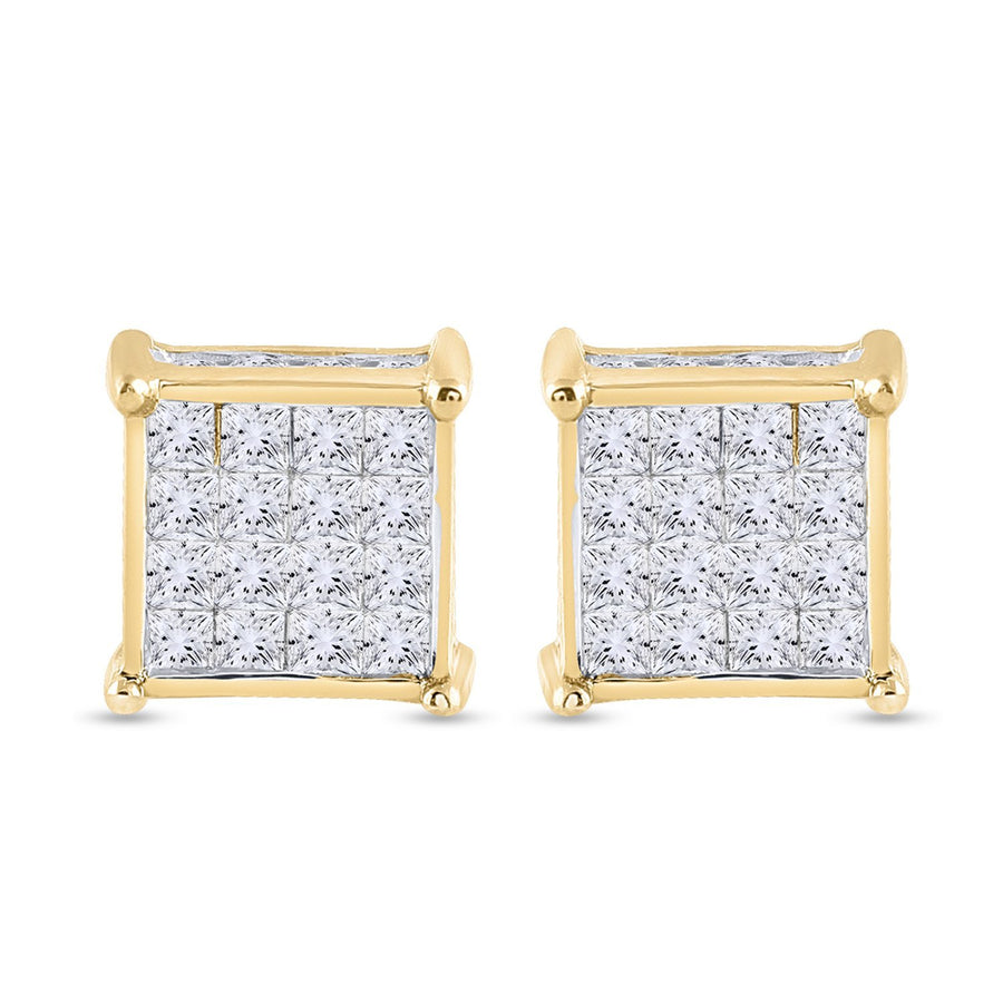 14kt Yellow Gold Womens Princess Diamond Square Earrings 3/4 Cttw