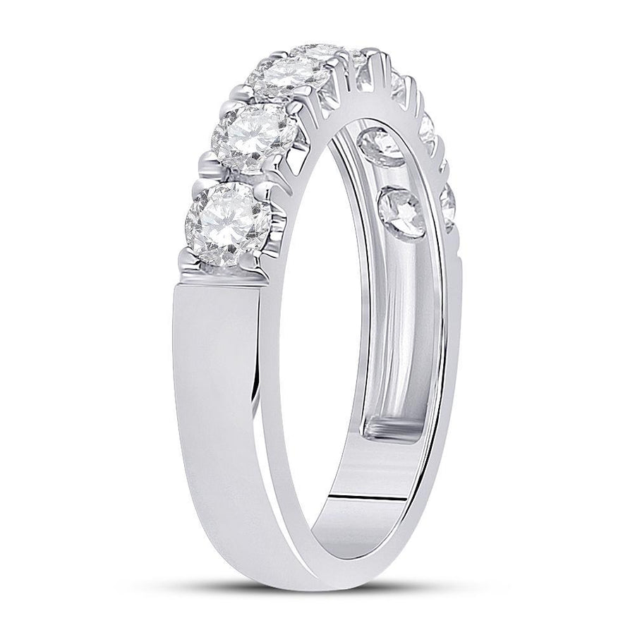 14kt White Gold Womens Round Diamond Single Row Band Ring 1 Cttw