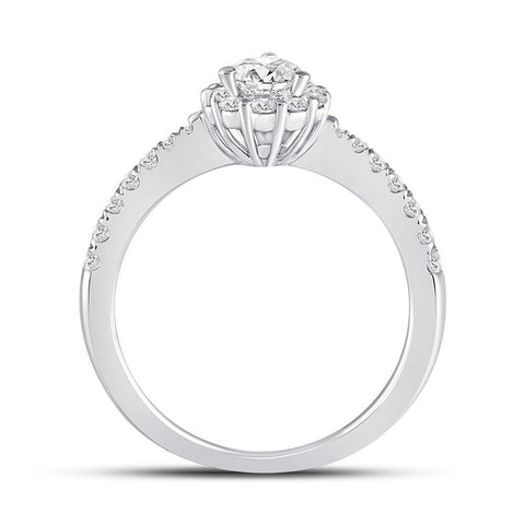 14kt White Gold Pear Diamond Solitaire Bridal Wedding Engagement Ring 1 Cttw