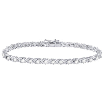 14kt White Gold Womens Round Diamond Tennis Bracelet 3 Cttw