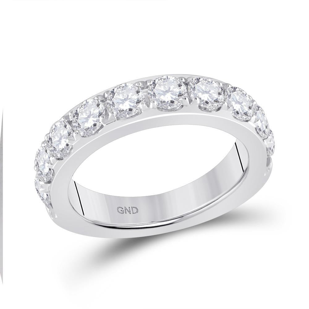 14kt White Gold Womens Round Diamond Single Row Band Ring 2 Cttw