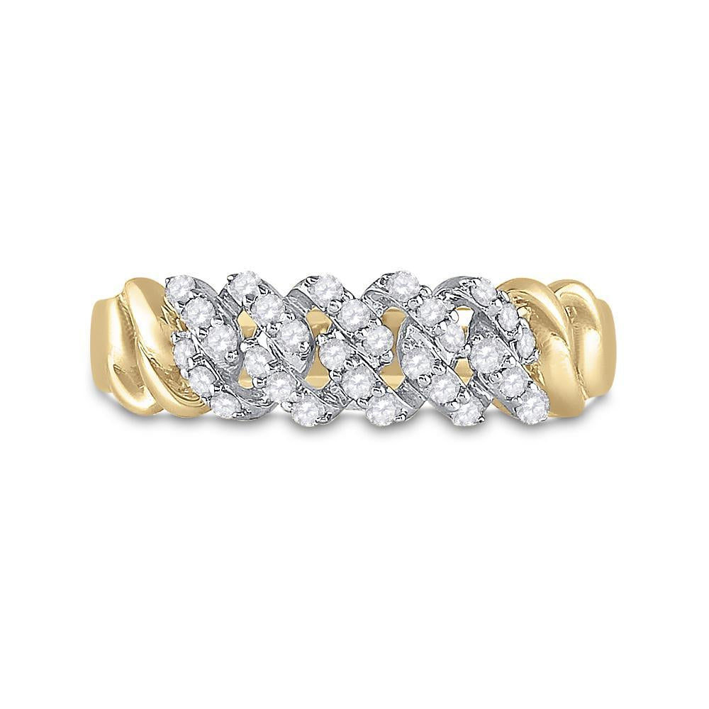 10kt Yellow Gold Mens Round Diamond Band Ring 3/8 Cttw