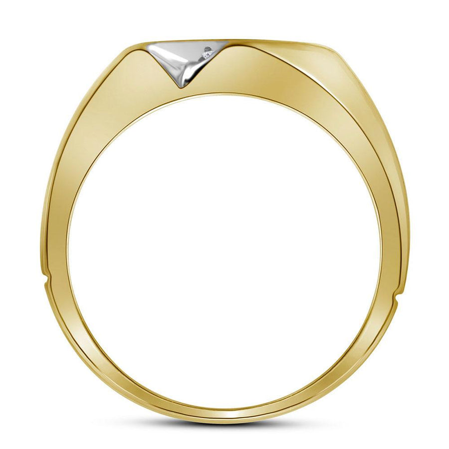 10kt Two-tone Gold Mens Round Diamond Diagonal 3 Row Fashion Ring 1/2 Cttw