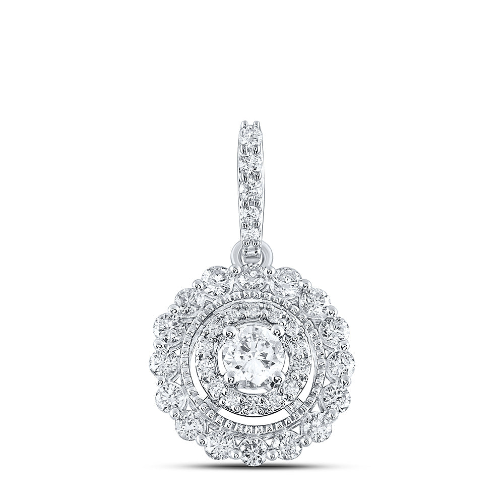 10kt White Gold Womens Round Diamond Fashion Pendant 3/4 Cttw