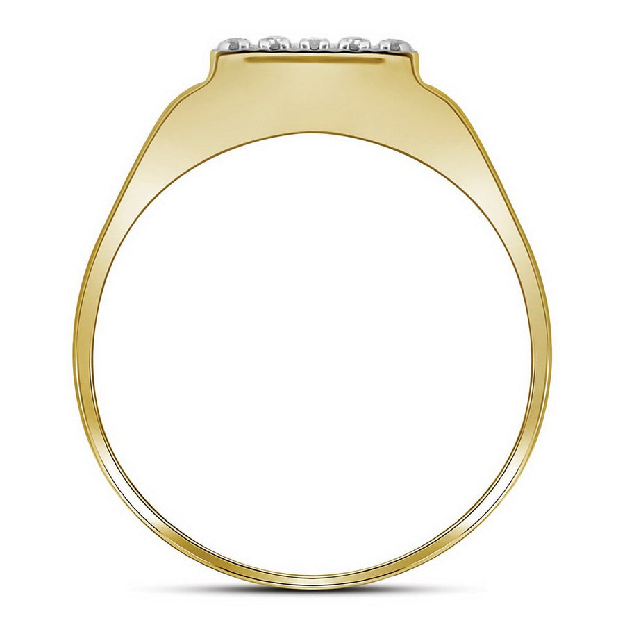 10kt Two-tone Gold Mens Round Diamond Square Ring 1/8 Cttw