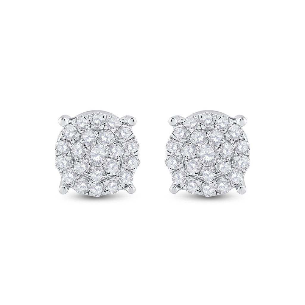 10kt White Gold Womens Round Diamond Cluster Earrings 1-1/2 Cttw
