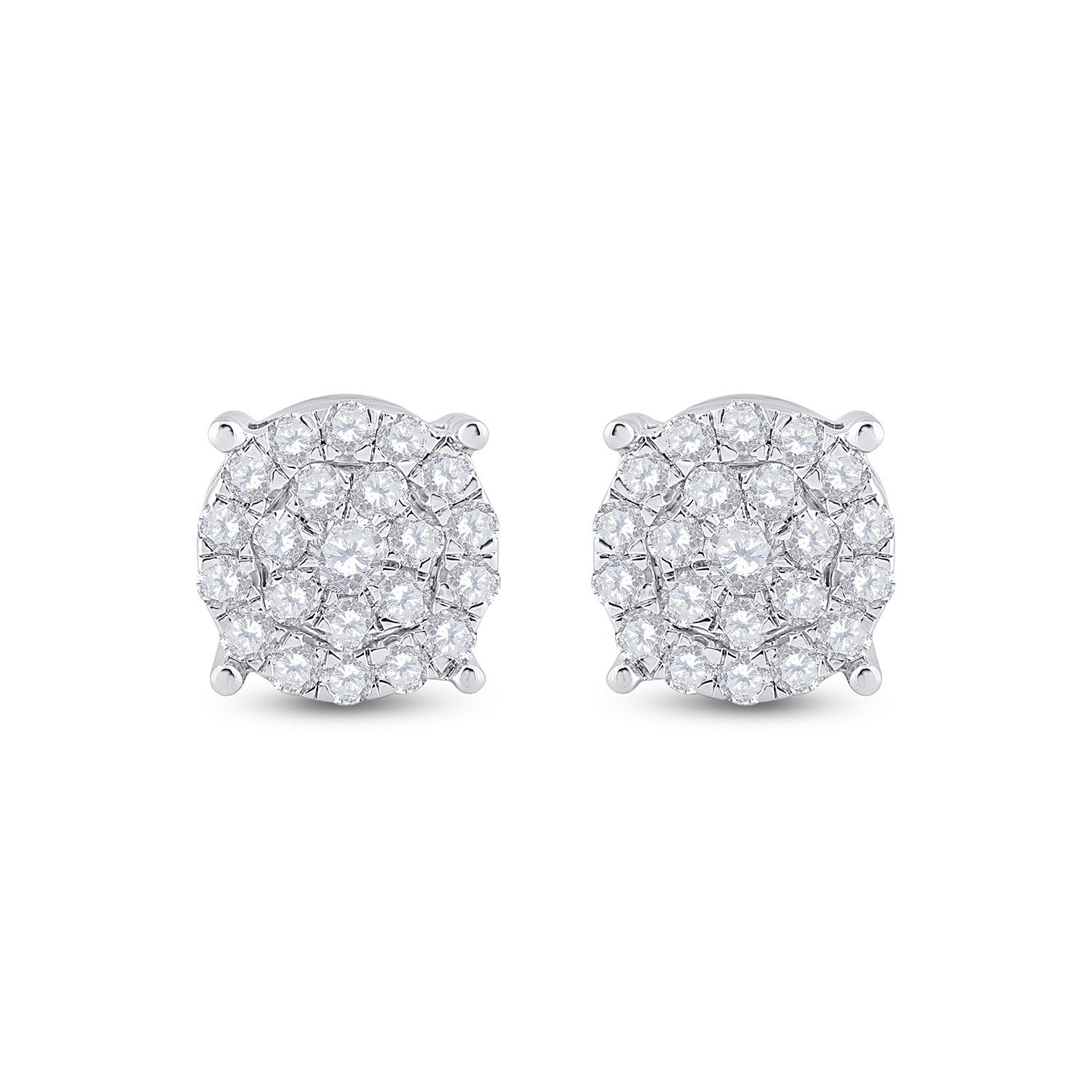 10kt White Gold Womens Round Diamond Cluster Earrings 1-1/2 Cttw