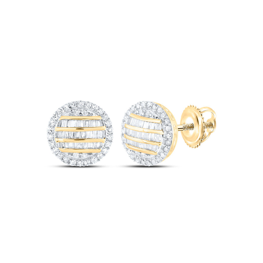 10kt Yellow Gold Round Diamond Circle Earrings 5/8 Cttw