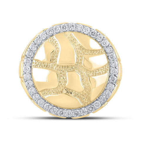 10kt Yellow Gold Mens Round Diamond Nugget Circle Ring 3/4 Cttw