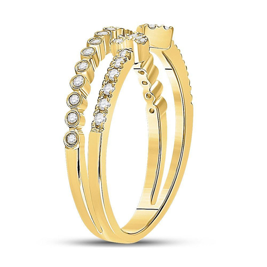 10kt Yellow Gold Womens Round Diamond Bisected Modern Fashion Ring 1/4 Cttw