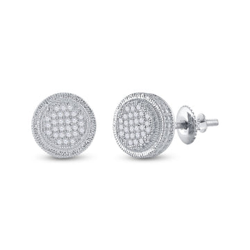 Sterling Silver Round Diamond Disk Circle Earrings 1/6 Cttw