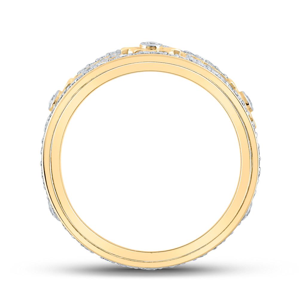 10kt Yellow Gold Mens Round Diamond Cog Band Ring 1-1/2 Cttw