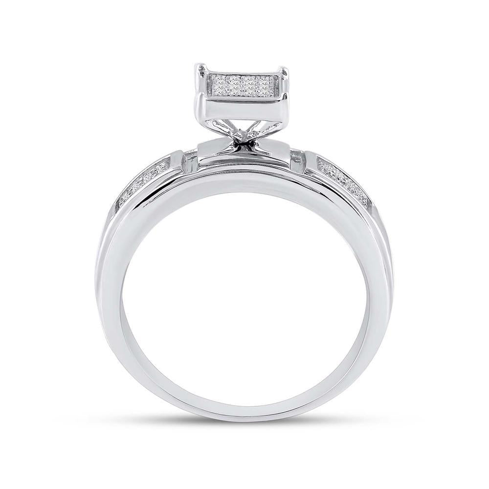 Sterling Silver Womens Round Diamond Square Ring 1/10 Cttw