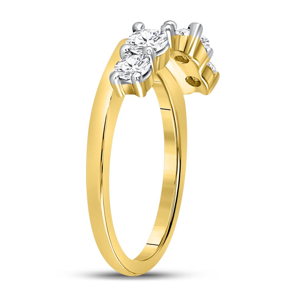 14kt Yellow Gold Womens Round Diamond Solitaire Enhancer Wedding Band 3/4 Cttw