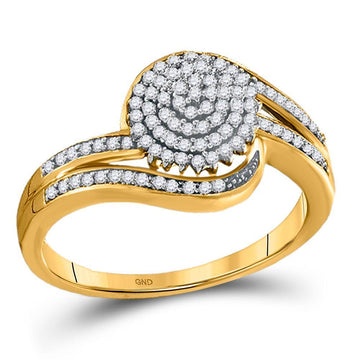 10kt Yellow Gold Womens Round Diamond Cluster Ring 1/3 Cttw