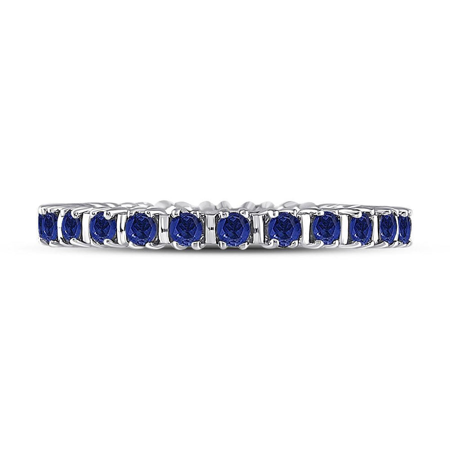 10kt White Gold Womens Round Blue Sapphire Stackable Band Ring 1 Cttw