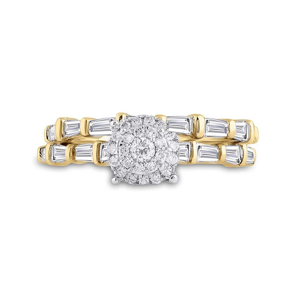 14kt Yellow Gold Round Diamond Bridal Wedding Ring Band Set 1 Cttw