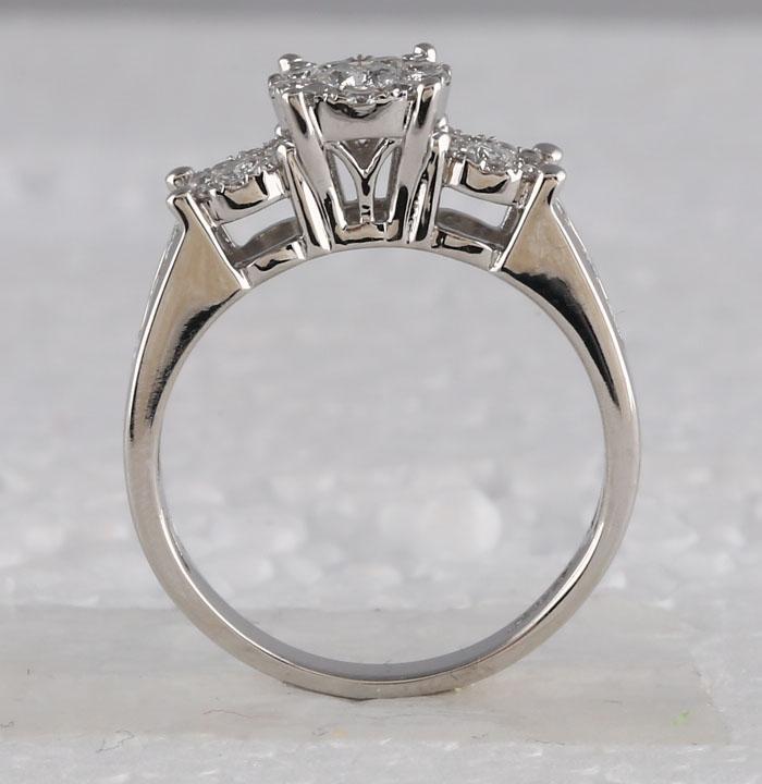 14kt White Gold Round Diamond Bridal Wedding Ring Band Set 1-1/2 Cttw