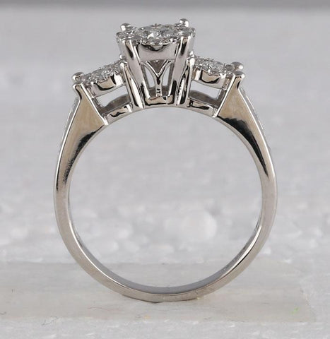 14kt White Gold Round Diamond Bridal Wedding Ring Band Set 1-1/2 Cttw