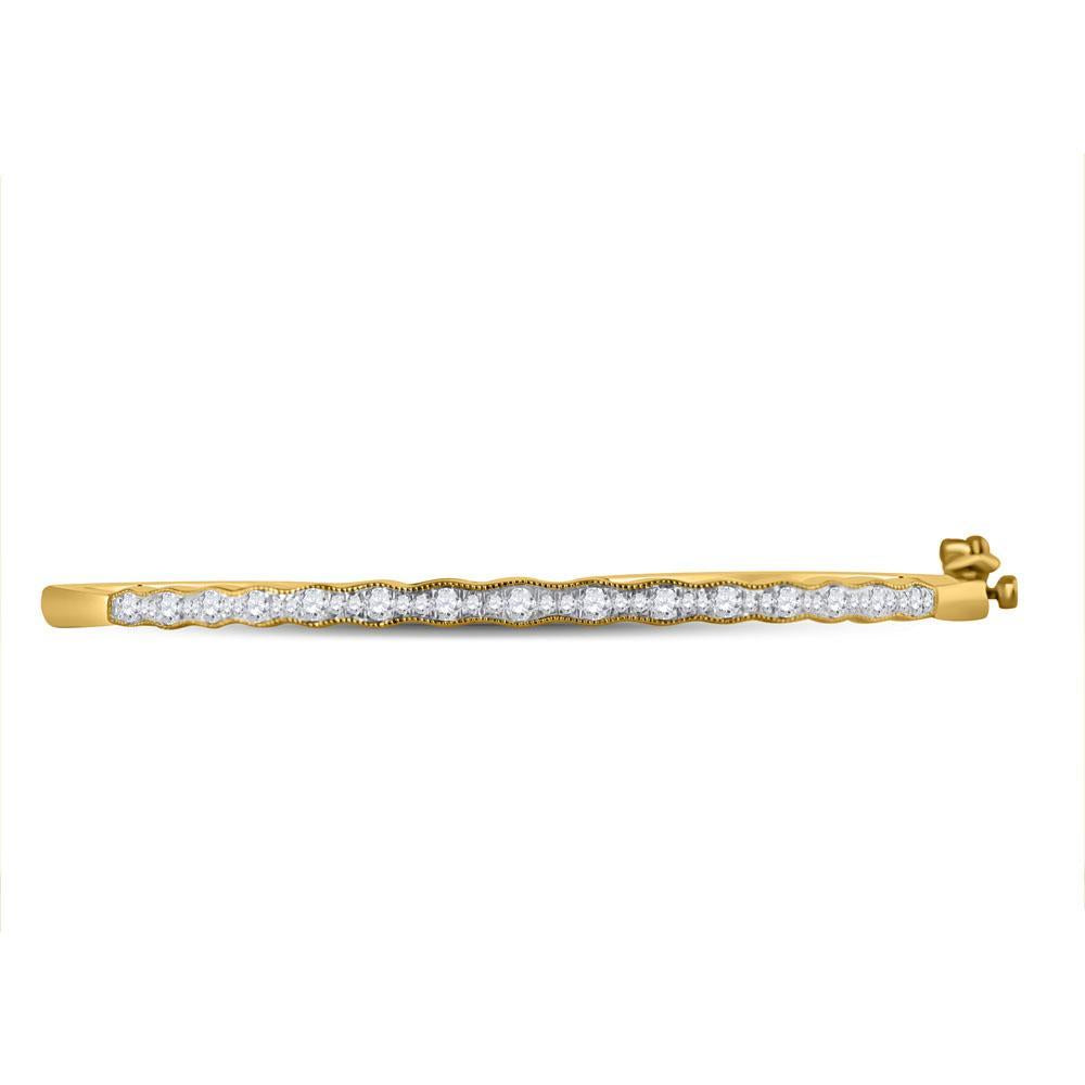 10kt Yellow Gold Womens Round Diamond Bangle Bracelet 1/2 Cttw