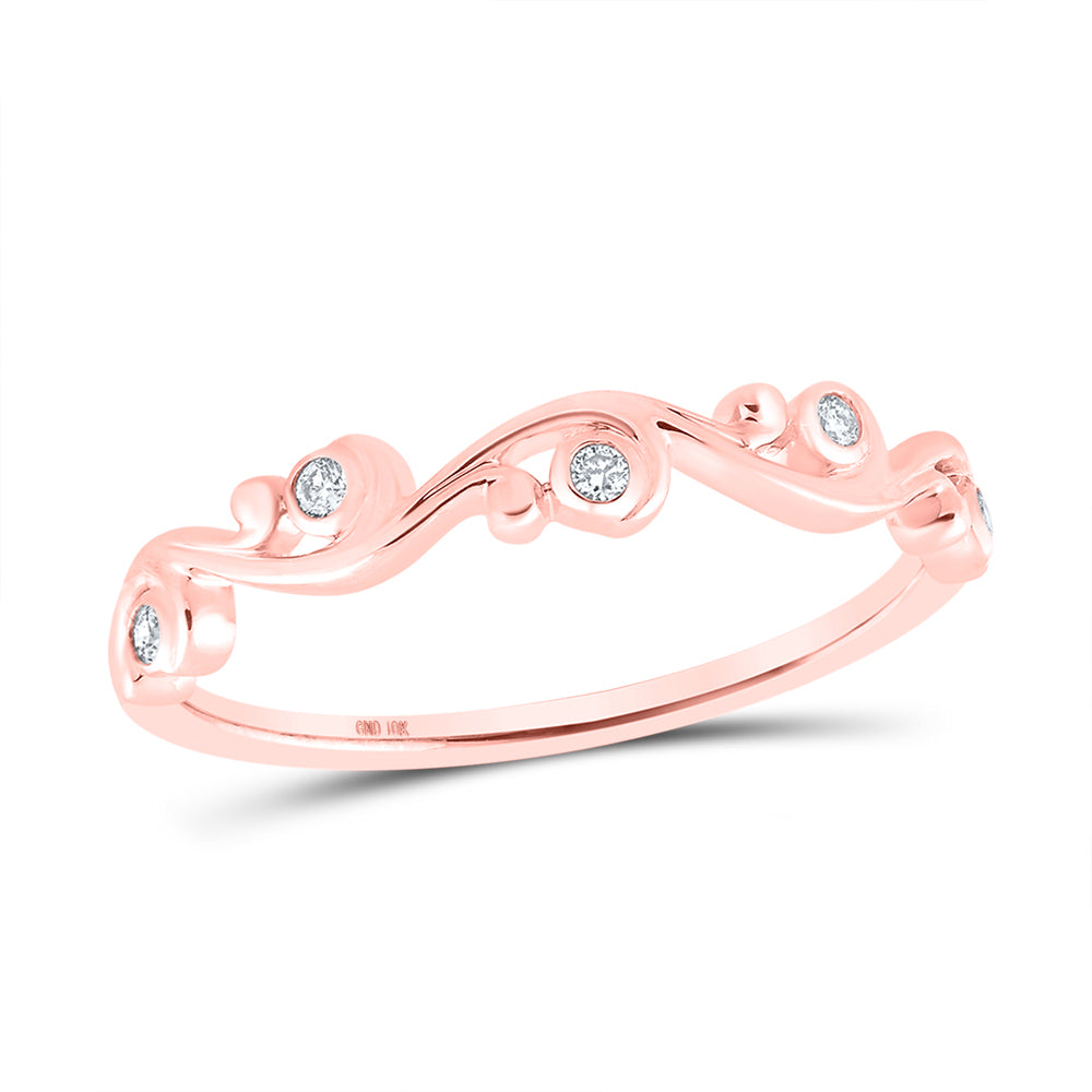 10kt Rose Gold Womens Round Diamond Band Ring 1/20 Cttw