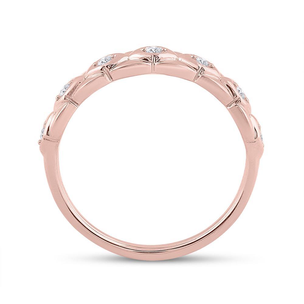 10kt Rose Gold Womens Round Diamond Band Ring 1/10 Cttw