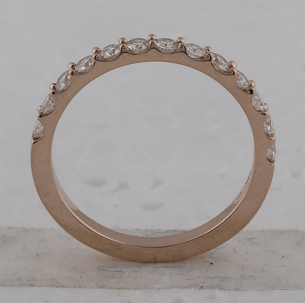 14kt Rose Gold Womens Round Diamond Wedding Single Row Band 1/2 Cttw
