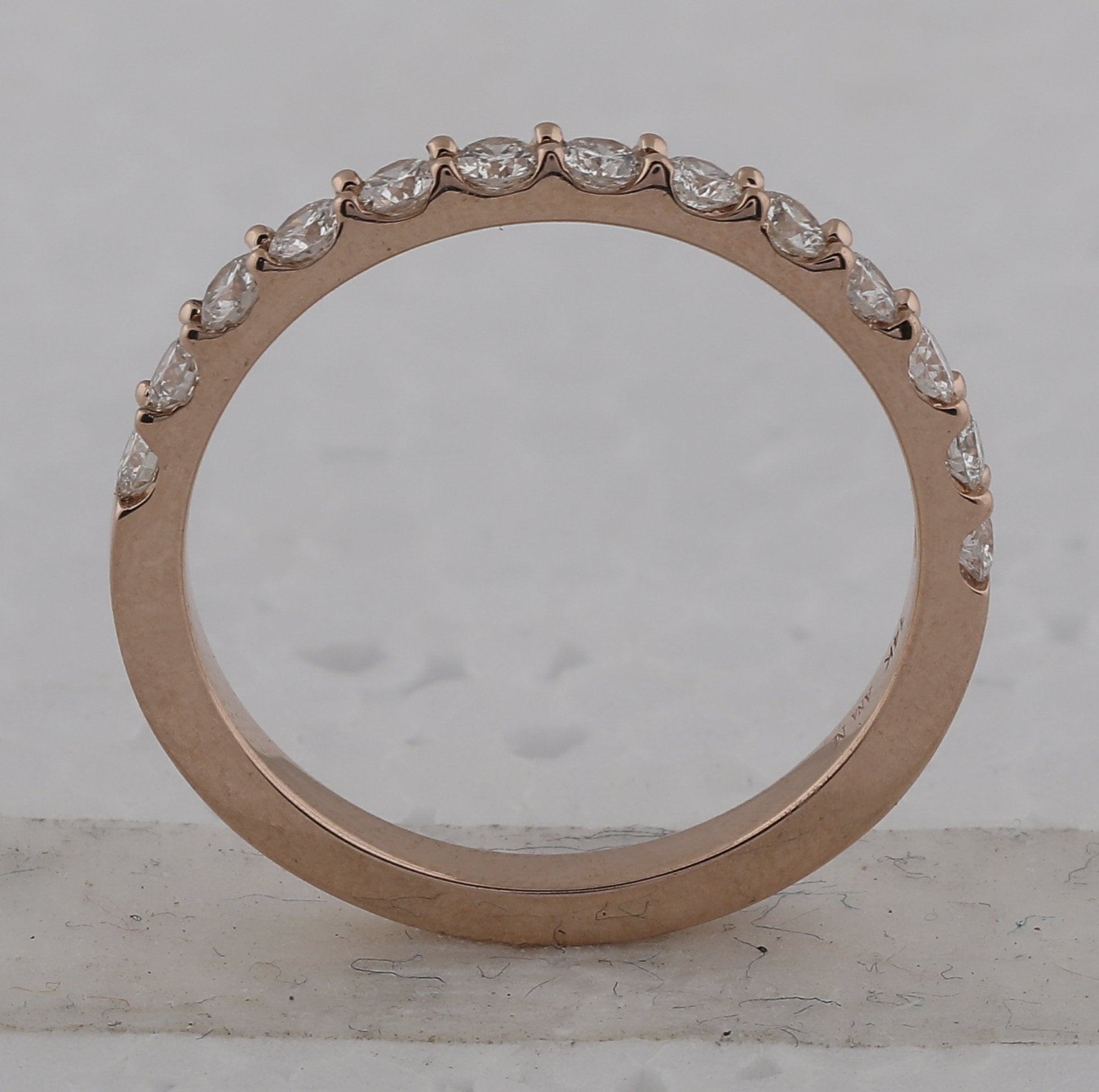 14kt Rose Gold Womens Round Diamond Wedding Single Row Band 1/2 Cttw
