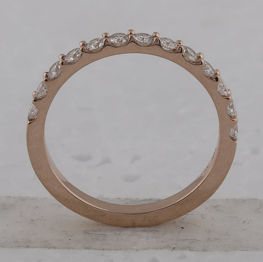 14kt Rose Gold Womens Round Diamond Wedding Single Row Band 1/2 Cttw