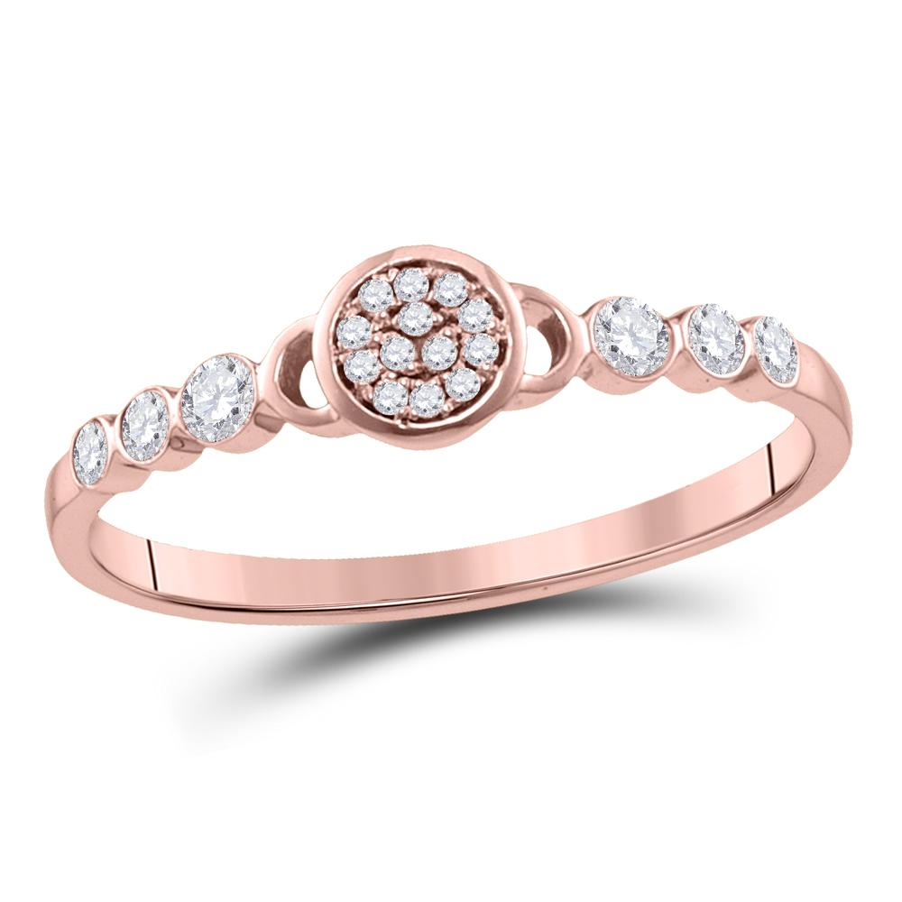 10kt Rose Gold Womens Round Diamond Cluster Stackable Band Ring 1/6 Cttw