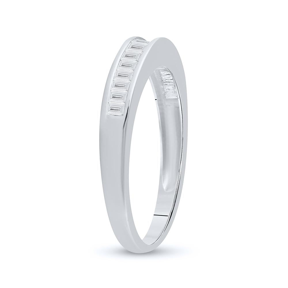 10kt White Gold Womens Baguette Diamond Wedding Band 1/4 Cttw