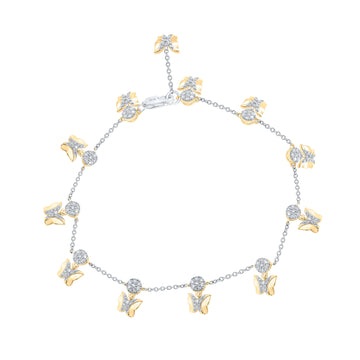 10kt Two-tone Gold Womens Round Diamond Butterfly Bracelet 3/4 Cttw