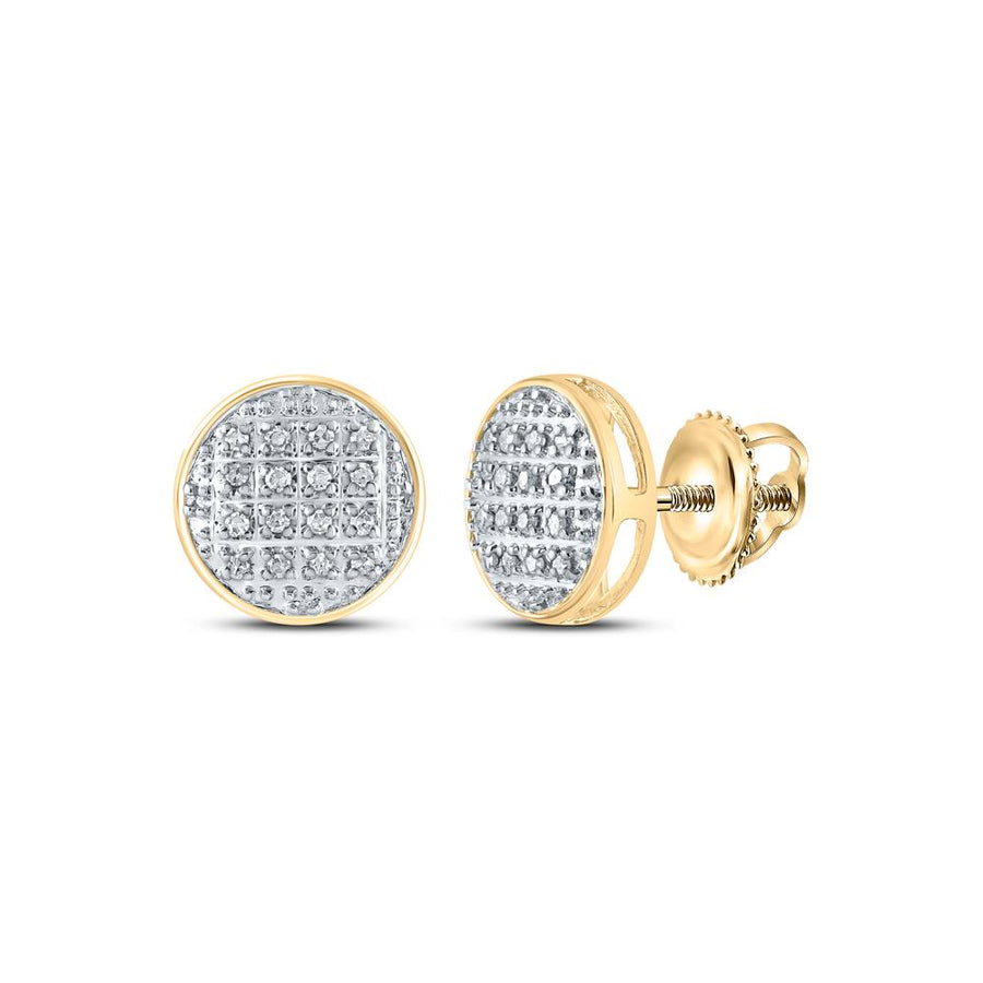 10kt Yellow Gold Round Diamond Circle Cluster Stud Earrings 1/12 Cttw