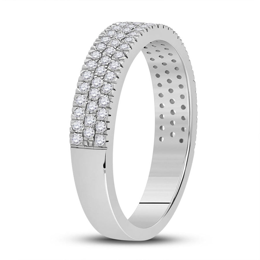 10kt White Gold Womens Round Diamond Pave Band Ring 1/2 Cttw